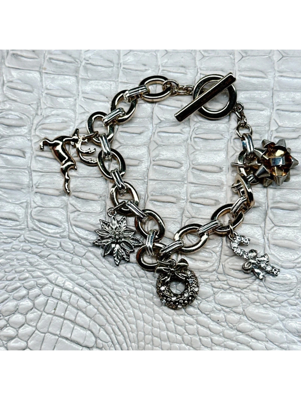 6260mc. Anne Klein Goldtone Charm Bracelet Christmas